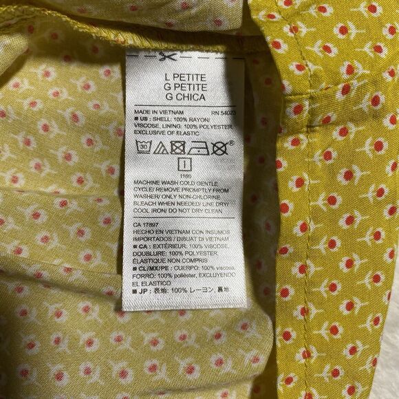 Old Navy Pintuck Yellow Ditzy Floral Summer Mini Dress Side Zip Women's Petite L - Picture 4 of 6